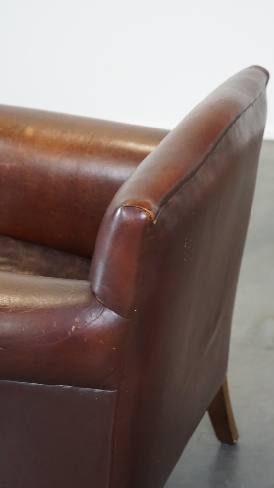 Image 1 of Design Fauteuil/ Armchair Gemaakt Van Schapenleer 