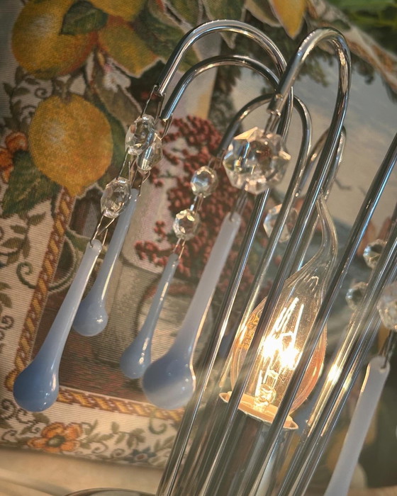 Image 1 of Set Van 2 Vintage Opaline Teardrop Tafellampen Lampen 