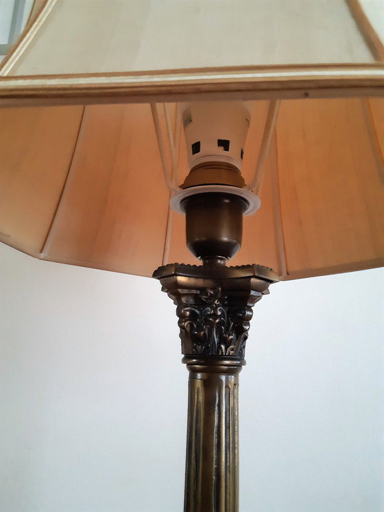 Image 1 of Tafellamp Met Originele Kap, Klassiek Brons (Frantzen)