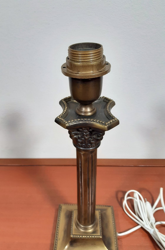 Image 1 of Tafellamp Met Originele Kap, Klassiek Brons (Frantzen)
