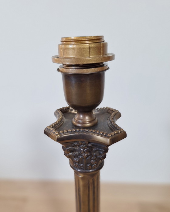 Image 1 of Tafellamp Met Originele Kap, Klassiek Brons (Frantzen)