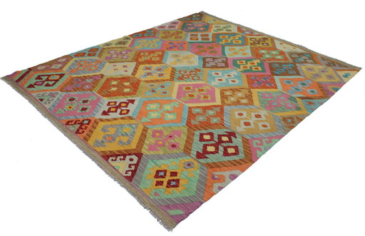 Originele oude stijl Kelim Afghan 250 X 210 Cm Top staat