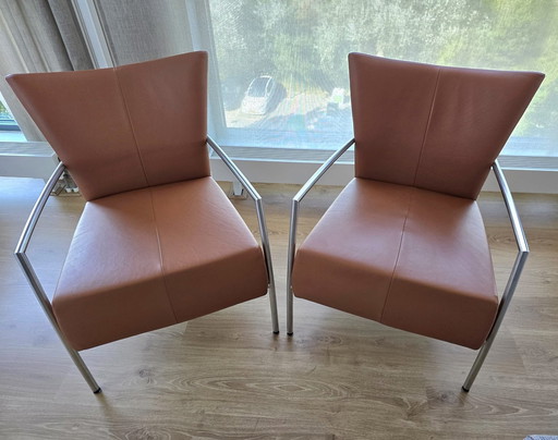 2 X Bert Plantagie fauteuil cognac kleur