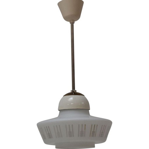 Vintage hanglamp van glas en messing, Tsjecho-Slowakije 1960