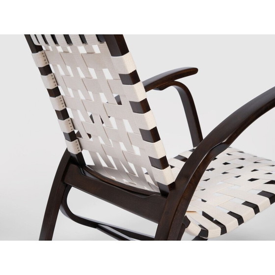 Image 1 of Paar vintage loungestoelen in beukenhout en canvas riemen door J. Vanek voor Up Zavody, Tsjecho-Slowakije 1930