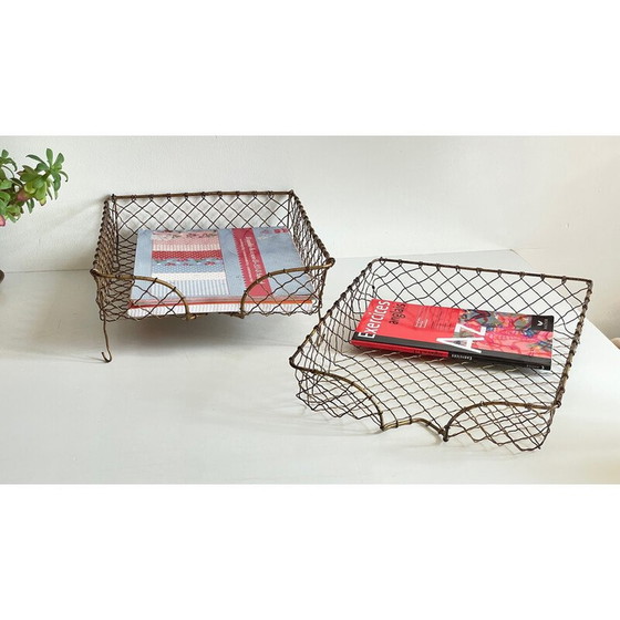 Image 1 of Paar vintage messing draadbanetten