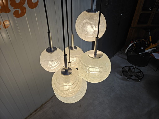 Vintage Doria hanglamp, handgeblazen glas