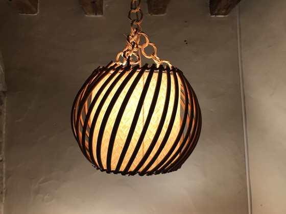 Image 1 of 50er jaren rotan hanglamp