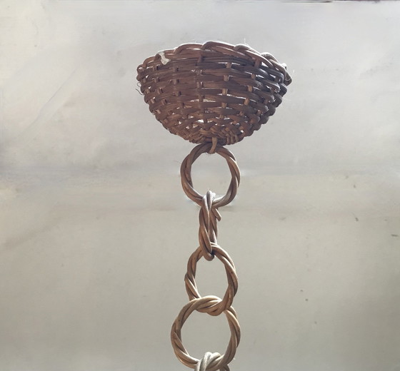 Image 1 of 50er jaren rotan hanglamp