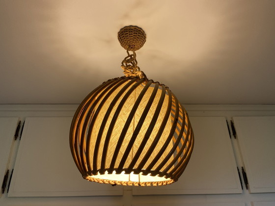 Image 1 of 50er jaren rotan hanglamp