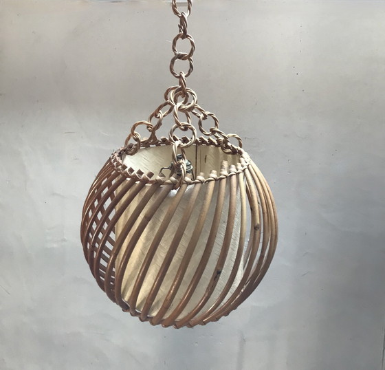 Image 1 of 50er jaren rotan hanglamp