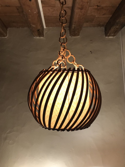 50er jaren rotan hanglamp