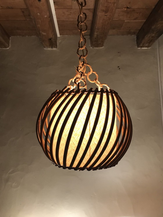 Image 1 of 50er jaren rotan hanglamp