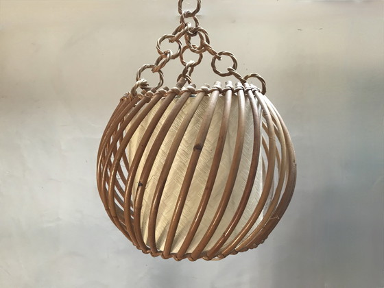 Image 1 of 50er jaren rotan hanglamp