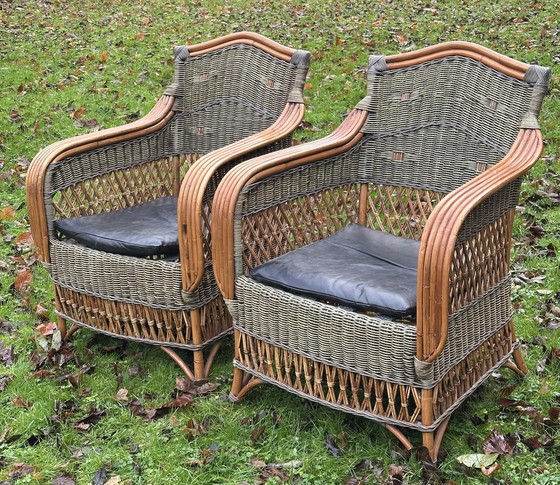 Image 1 of Paar rieten fauteuils