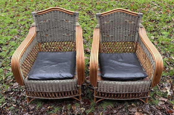 Image 1 of Paar rieten fauteuils