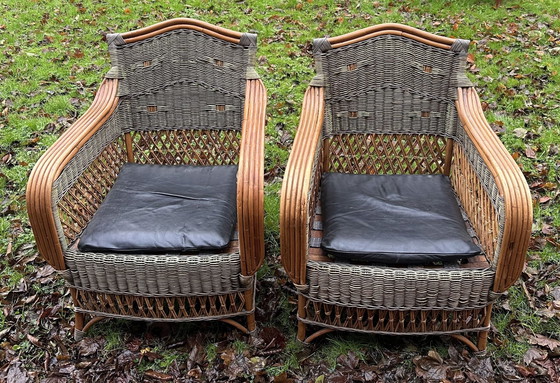 Image 1 of Paar rieten fauteuils