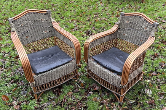 Image 1 of Paar rieten fauteuils