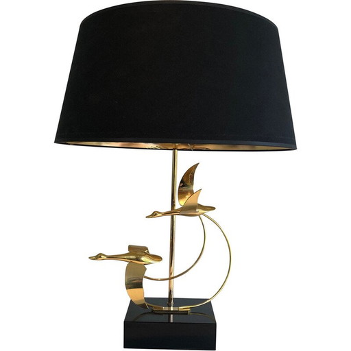 Franse vintage vluchtlamp met wilde gans in messing, 1970