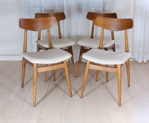 4 eetkamerstoelen HABEO beuken jaren 50