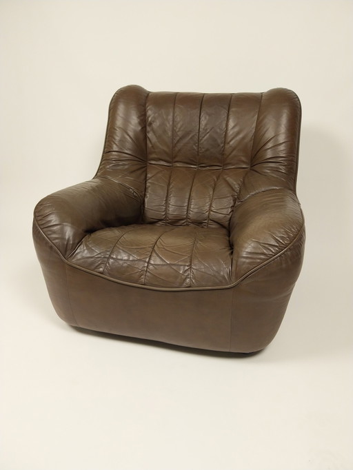 Vintage Lederen Fauteuil, 1982