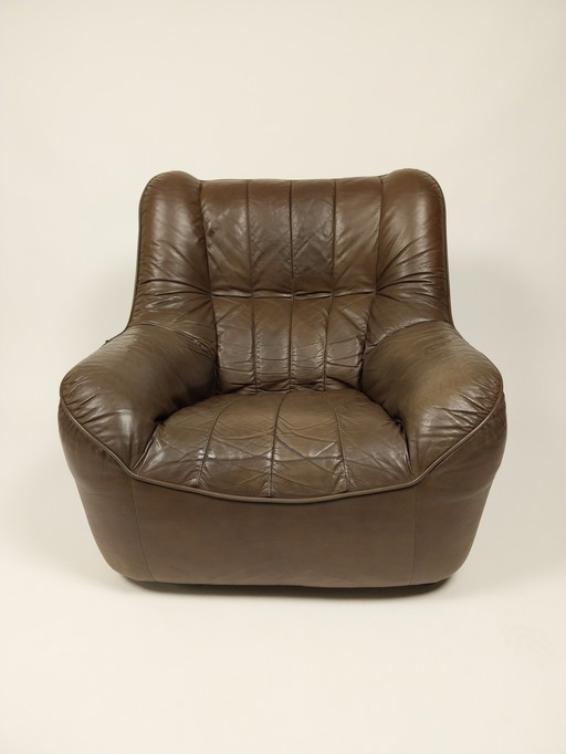 Vintage Lederen Fauteuil, 1982