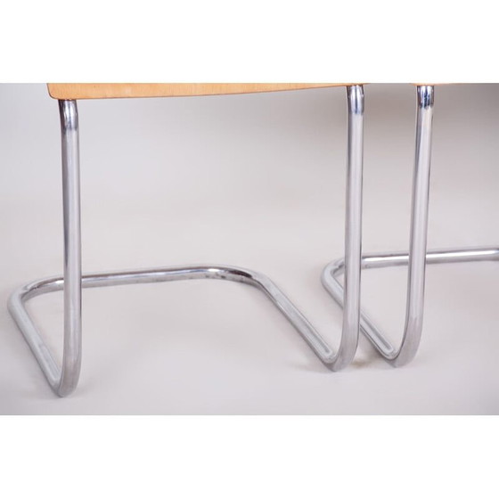 Image 1 of Set van 4 vintage stoelen van chroom en beukenhout van Mart Stam, 1930