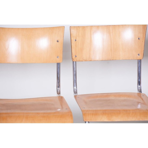 Image 1 of Set van 4 vintage stoelen van chroom en beukenhout van Mart Stam, 1930