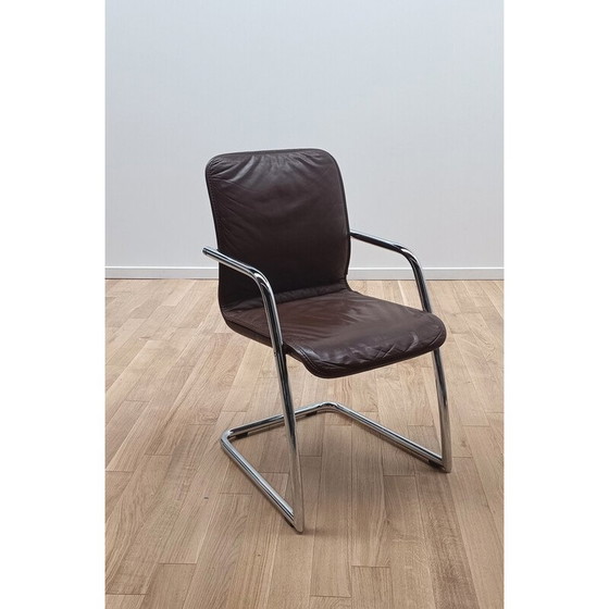 Image 1 of Vintage bureaustoel in bruin leer