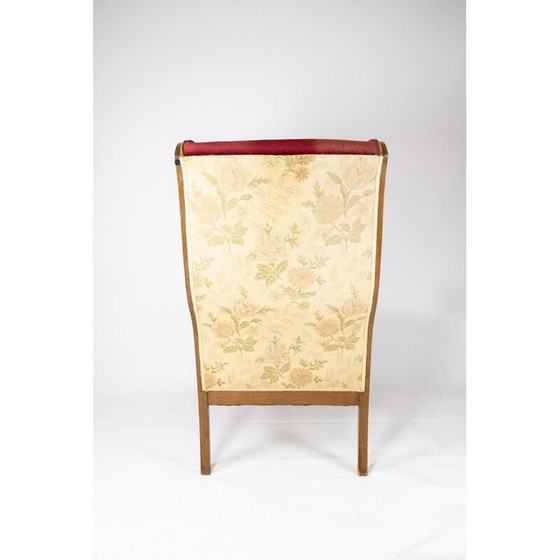 Image 1 of Vintage fauteuil bekleed met rood fluweel en mahonie van Frits Henningsen