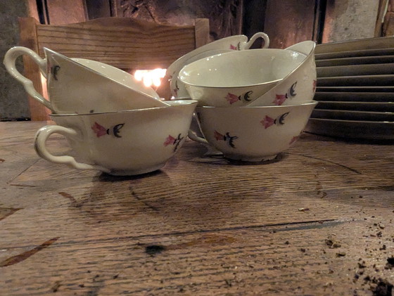 Image 1 of Antiek Ontbijt Servies Uit Tsjechoslowakije 