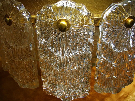 Image 1 of Plafond Hanglamp, Mid Century Modern, Art Deco, Messing, Kristal, Hyper Vintage, Zeer Zeldzaam