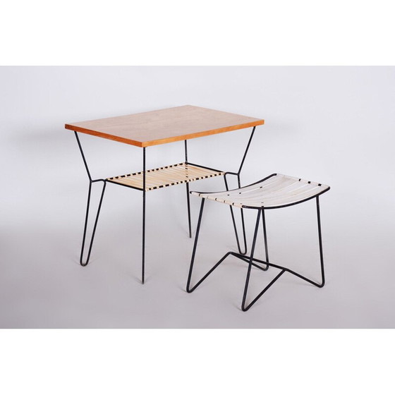 Image 1 of Mid Century beukenhouten bijzettafel, 1950