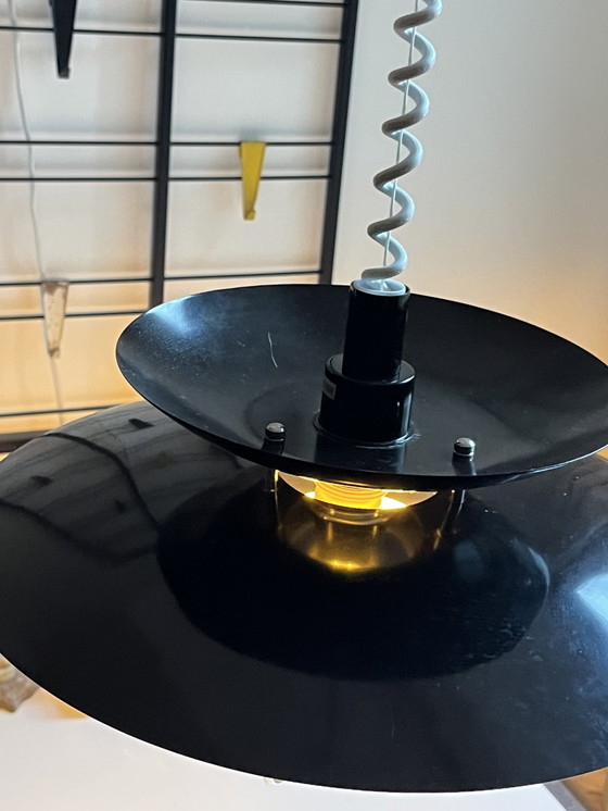 Image 1 of Retro Scandinavische Schalenlamp Zwart Wit Chroom