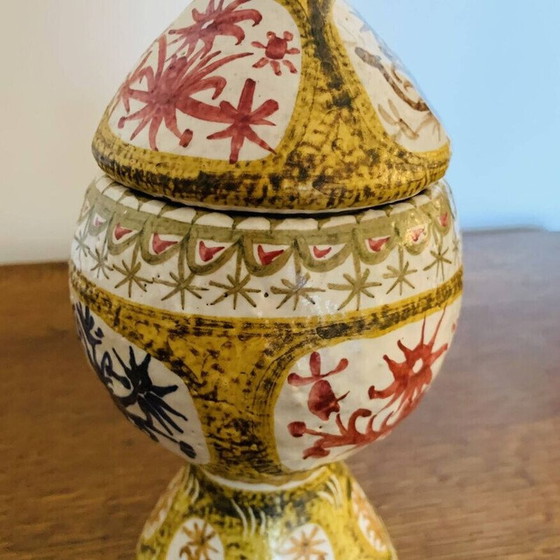 Image 1 of Vintage aardewerk pot met polychrome patronen van André L'Helguen voor Kéraluc