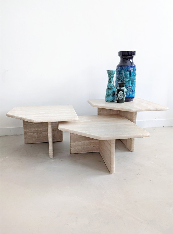 Image 1 of Vintage Travertin Nesting Tables