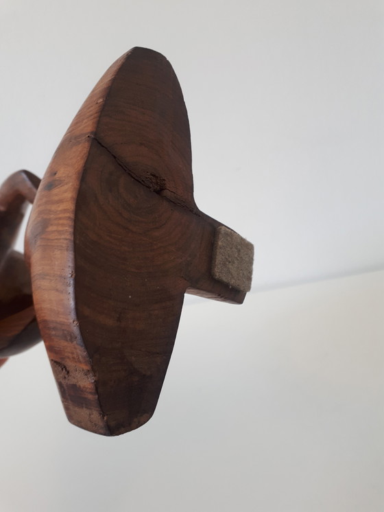 Image 1 of 70's vintage teakhouten beeld De Denker