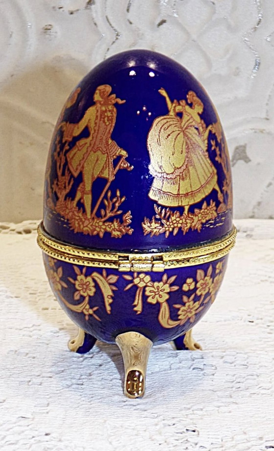 Image 1 of Fabergé stijl porseleinen ei op pootjes