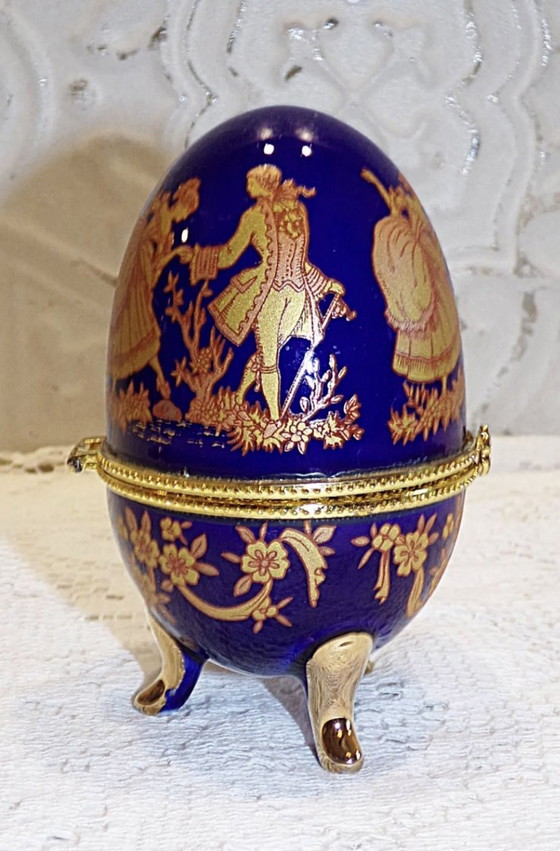 Image 1 of Fabergé stijl porseleinen ei op pootjes