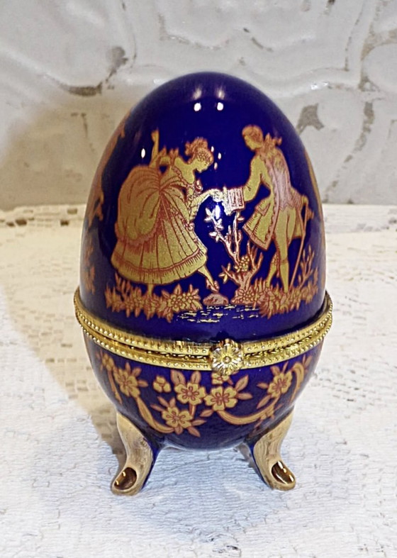 Image 1 of Fabergé stijl porseleinen ei op pootjes