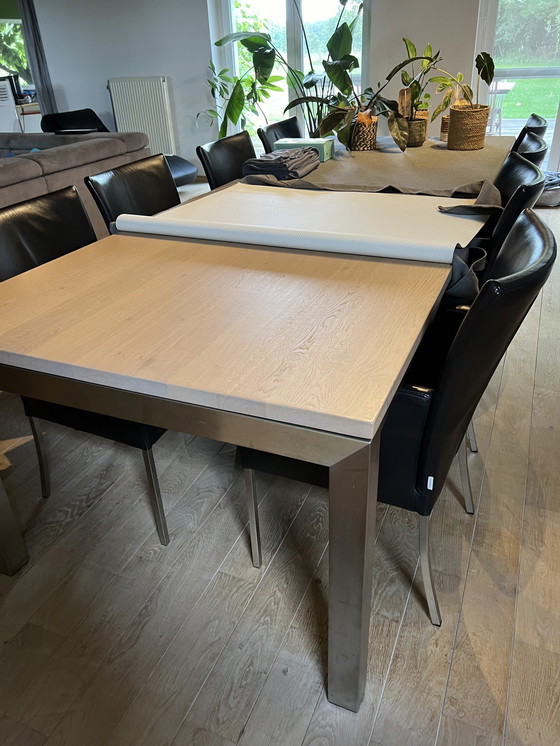 Image 1 of 8x Bert Plantagie stoelen met eikenhouten tafel