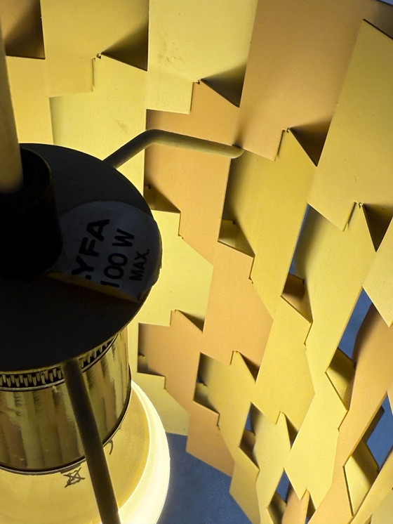 Image 1 of Louis Weisdorf - Lyfa - Deens ontwerp - Facet Pop - Hanglamp van metaal - 1960's - Zeldzaam en verkrijgbaar als set van twee!