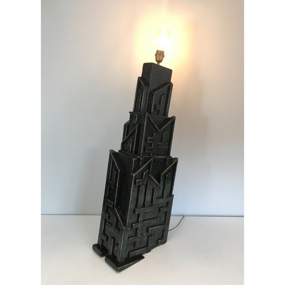Image 1 of Vintage Brutalistische lamp in gepatineerd hout van AR-BO, 1990