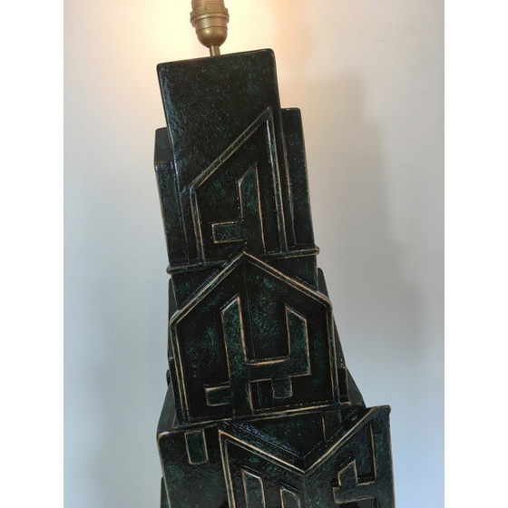 Image 1 of Vintage Brutalistische lamp in gepatineerd hout van AR-BO, 1990