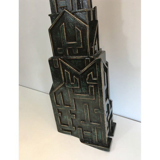 Image 1 of Vintage Brutalistische lamp in gepatineerd hout van AR-BO, 1990