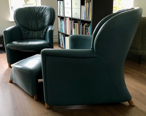 2x Leolux Excallibur fauteuils  + hocker