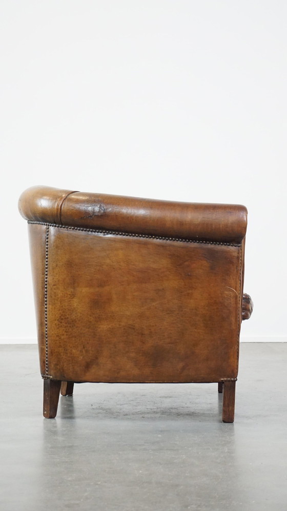 Image 1 of Clubfauteuil Gemaakt Van Schapenleer