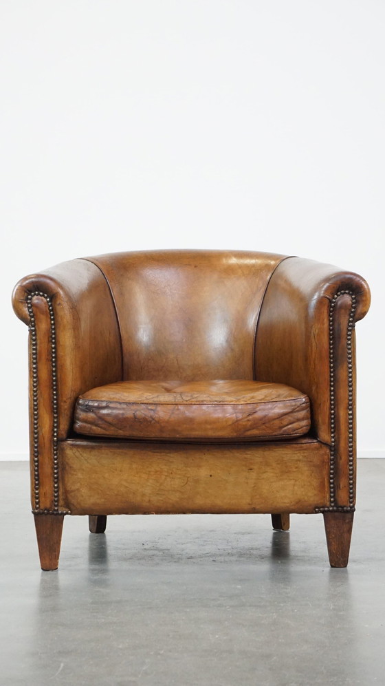 Image 1 of Clubfauteuil Gemaakt Van Schapenleer