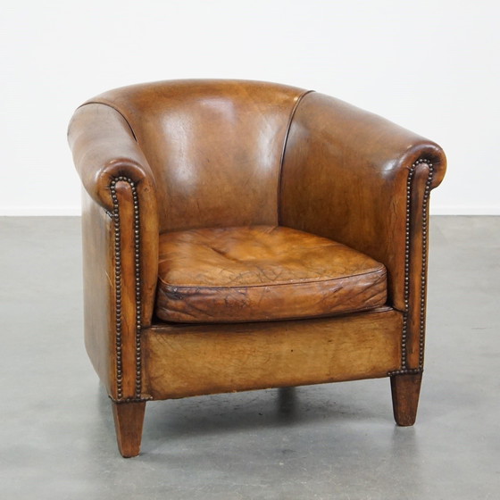 Image 1 of Clubfauteuil Gemaakt Van Schapenleer