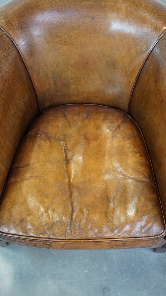 Image 1 of Clubfauteuil Gemaakt Van Schapenleer